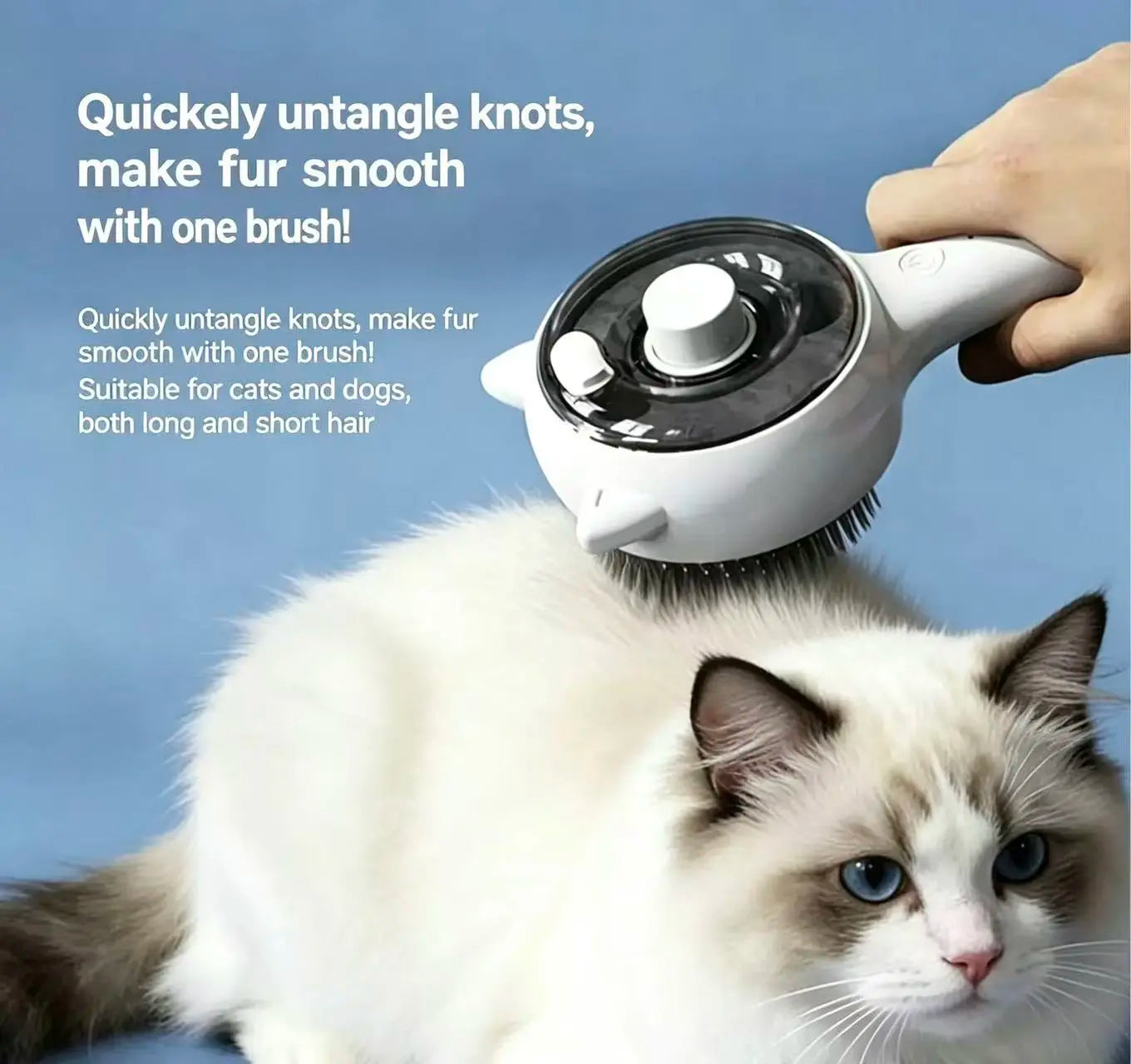 Pet Hair Removal Brush for Cats and Dogs – Deshedding and Grooming Tool with One-Button Hair Removal Feature, Vacuum Brush, and Fur Removal Comb