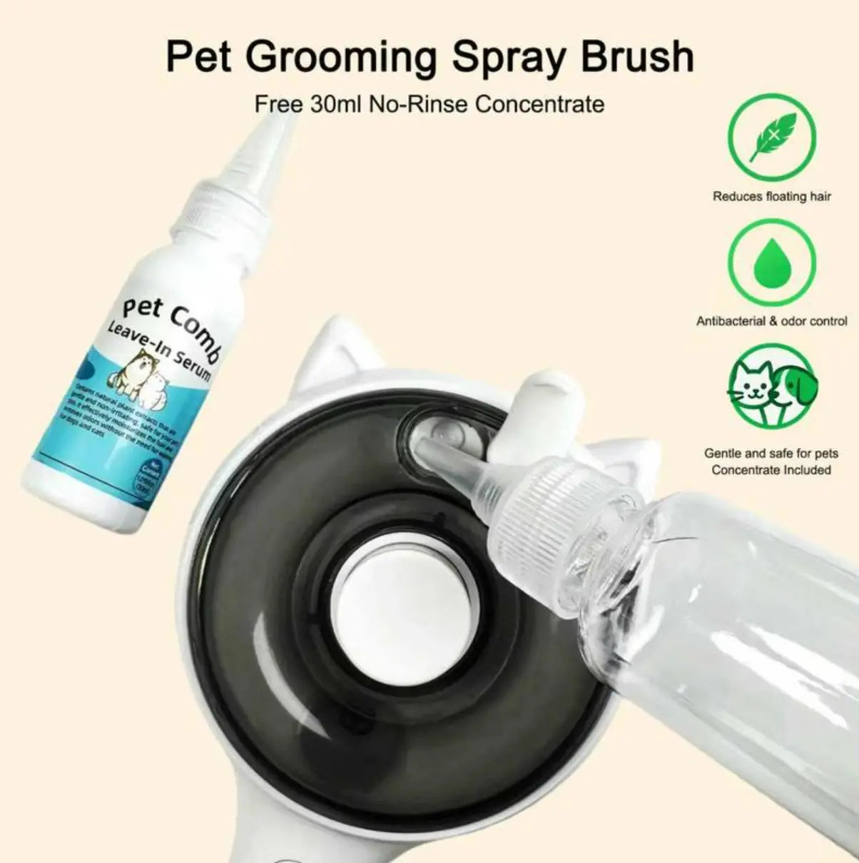 Pet Hair Removal Brush for Cats and Dogs – Deshedding and Grooming Tool with One-Button Hair Removal Feature, Vacuum Brush, and Fur Removal Comb