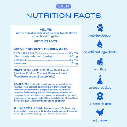 Native Pet Calming Chews for Dogs - All-Natural Grain-Free Treats with Melatonin and L-Theanine for Anxiety Relief and Stress Management