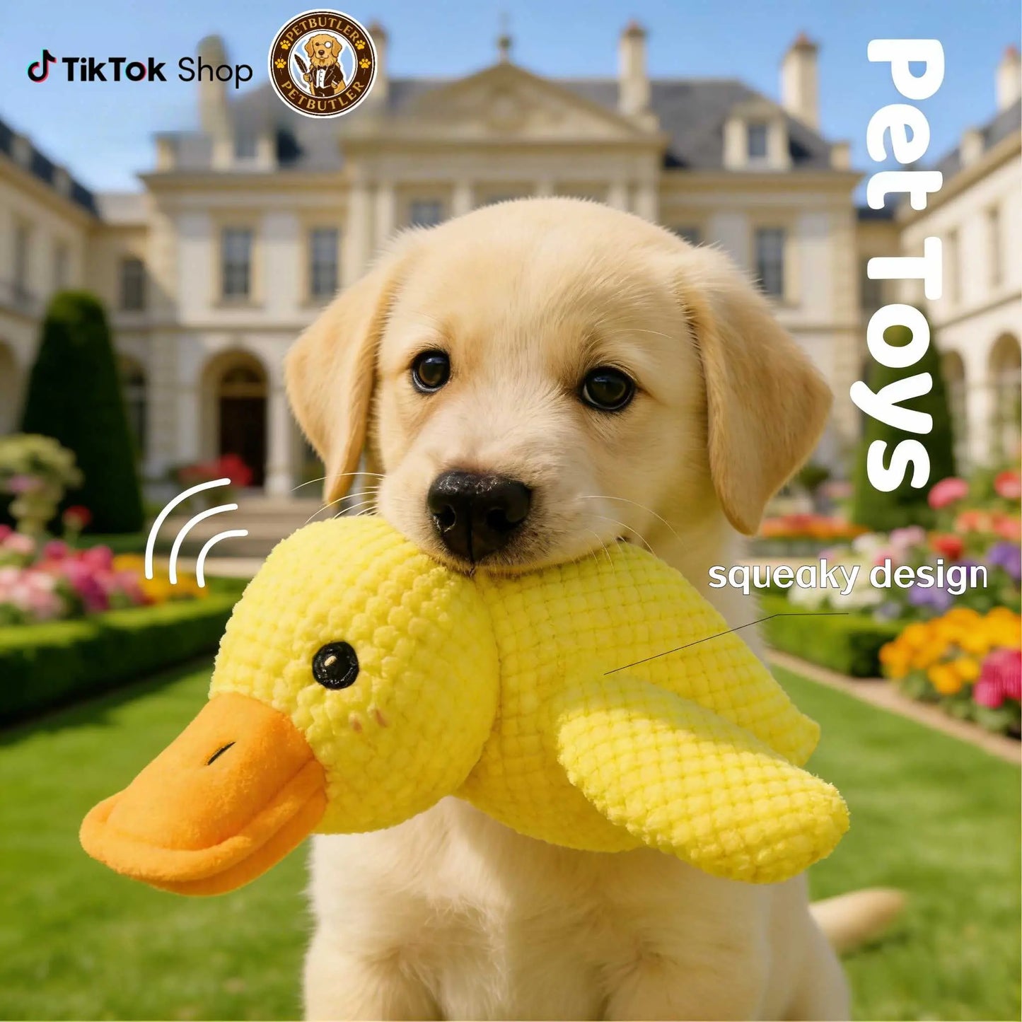 Squeaky Dog Toy - Durable Yellow Duck with Quacking Sound, Ideal for Indoor Dogs of All Sizes and Breeds, Perfect for Chewing, Tugging, and Calming
