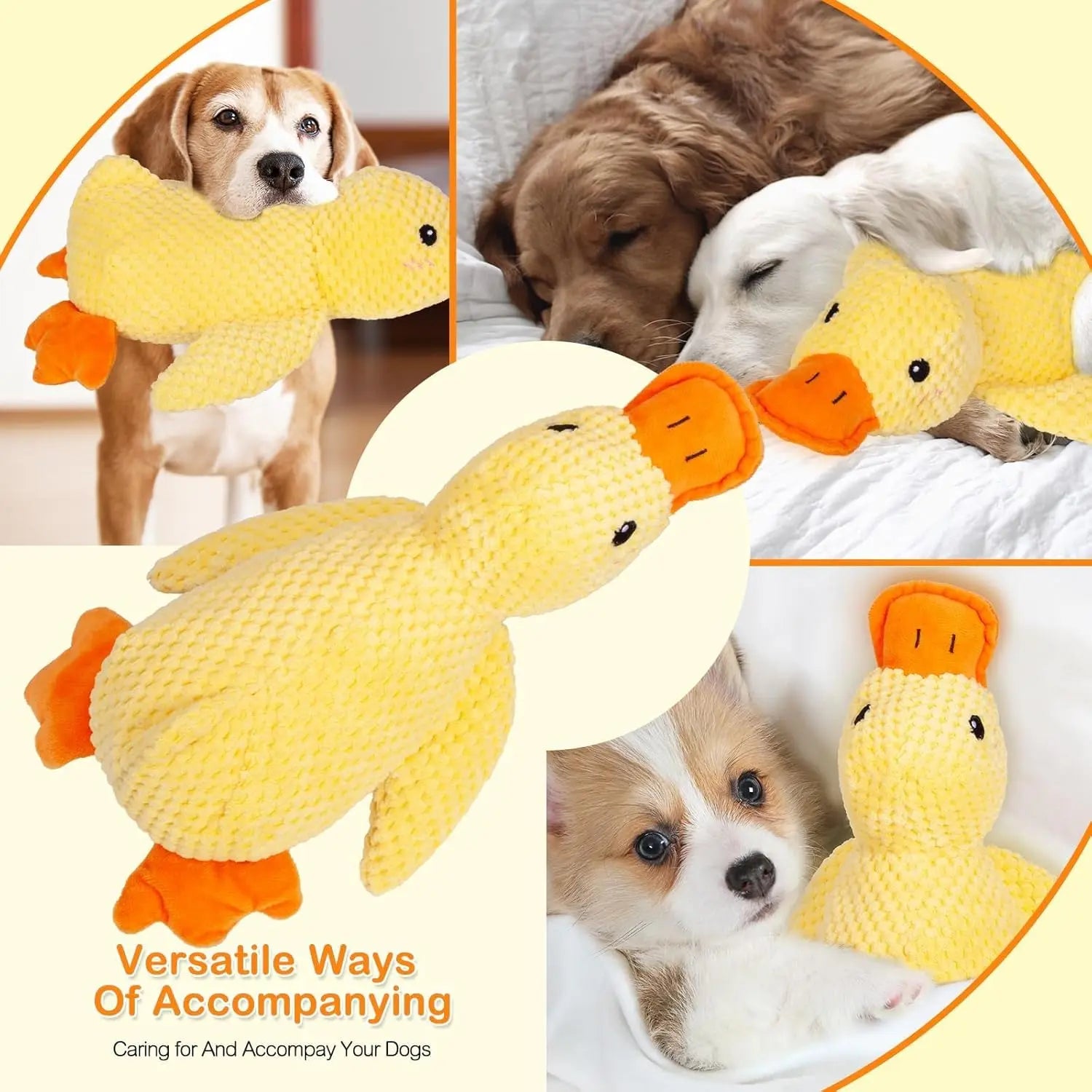 Squeaky Dog Toy - Durable Yellow Duck with Quacking Sound, Ideal for Indoor Dogs of All Sizes and Breeds, Perfect for Chewing, Tugging, and Calming