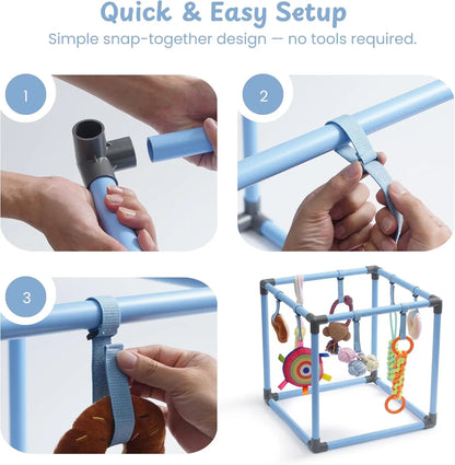 Nocciola Interactive Play Gym for Dogs - Enrichment Activity Frame with 8 Hanging Squeaky Ropes and Teething Toys, Ideal for Puppies and Small Dogs