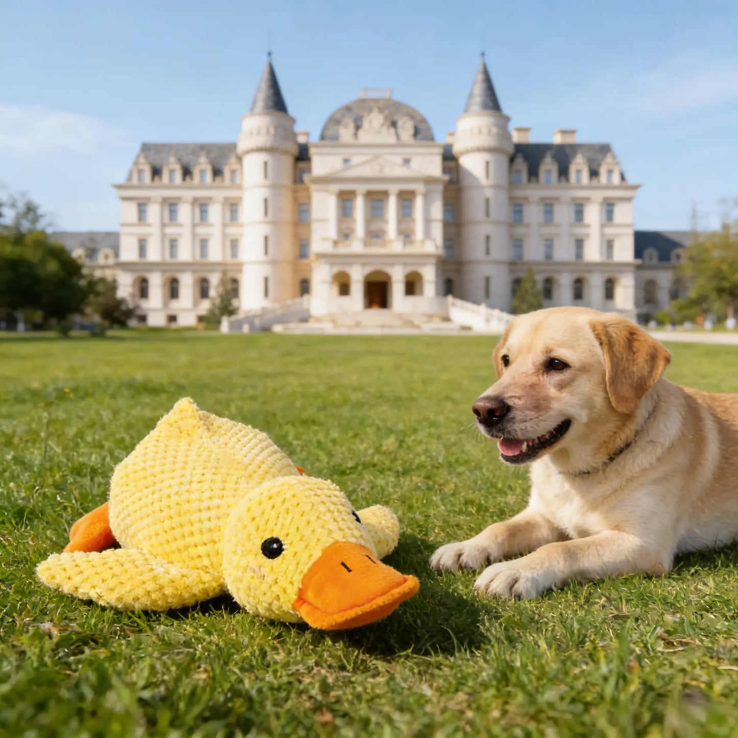Squeaky Dog Toy - Durable Yellow Duck with Quacking Sound, Ideal for Indoor Dogs of All Sizes and Breeds, Perfect for Chewing, Tugging, and Calming