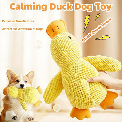 Squeaky Dog Toy - Durable Yellow Duck with Quacking Sound, Ideal for Indoor Dogs of All Sizes and Breeds, Perfect for Chewing, Tugging, and Calming