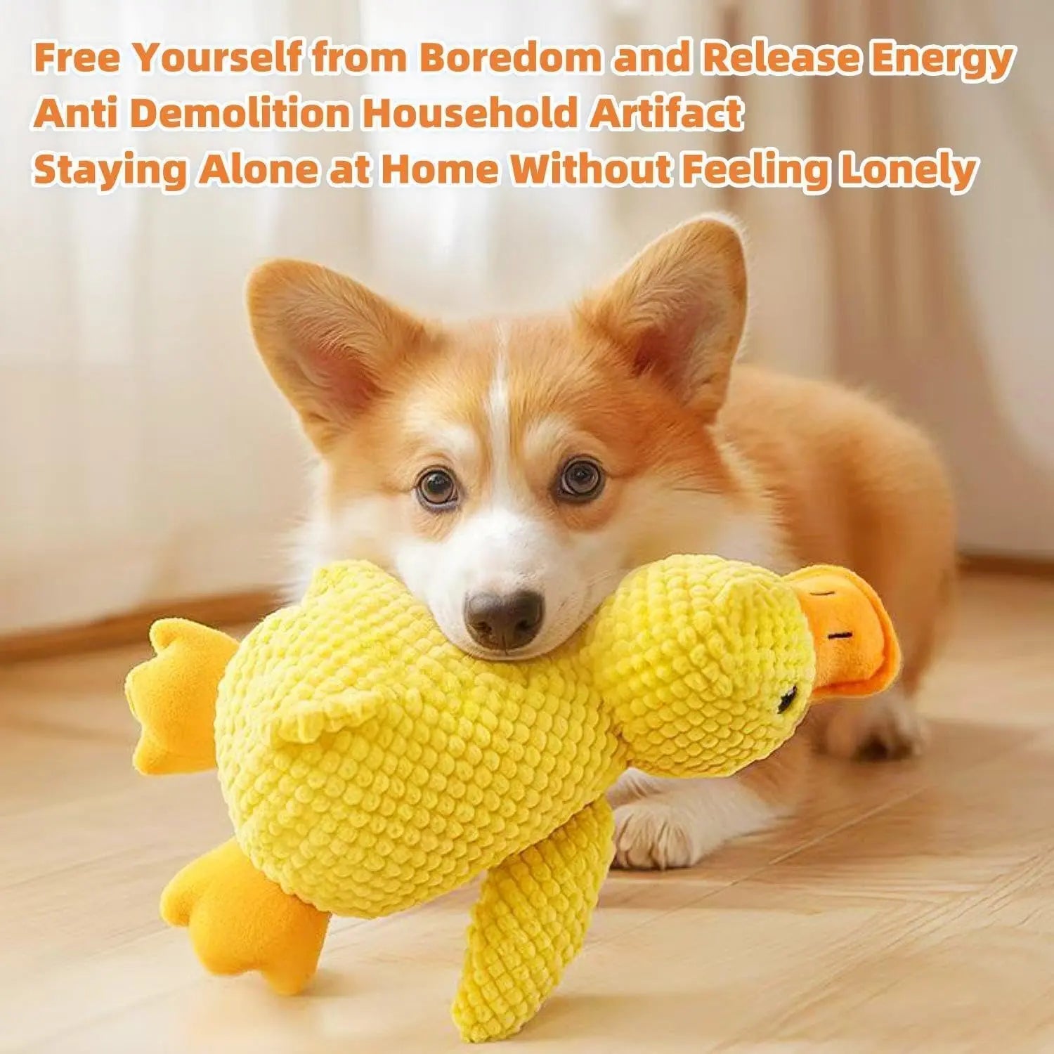 Squeaky Dog Toy - Durable Yellow Duck with Quacking Sound, Ideal for Indoor Dogs of All Sizes and Breeds, Perfect for Chewing, Tugging, and Calming